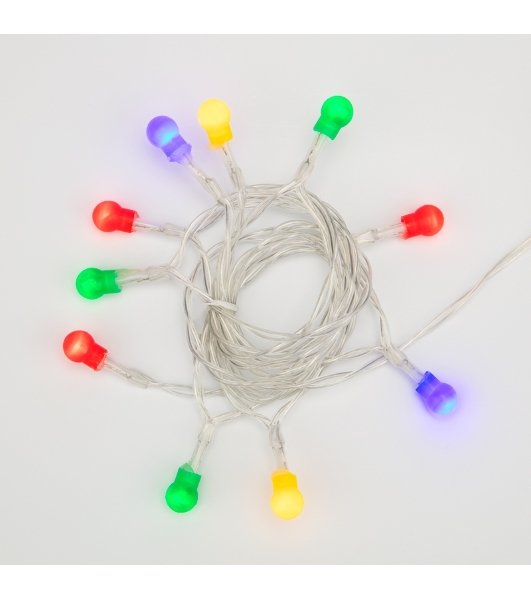Гирлянда Neon-night светодиодная 'Шарики' 1.5 м, 10 LED, прозрачный ПВХ, цвет свечения мультиколор, 2 х АА (батарейки не в комплекте)
