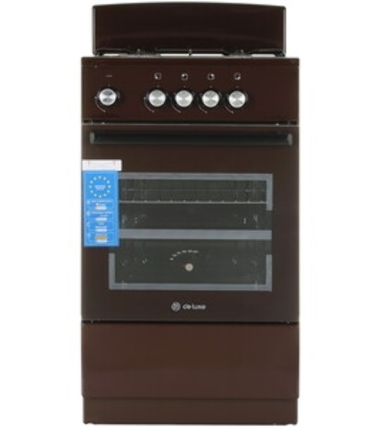 Плита газовая De Luxe 5040.48Г (Щ) 014 коричневый, конфорок 4 шт, духовка 46 л, 50 см x 85 см x 50 см