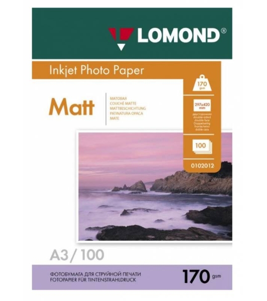 Фотобумага Lomond 0102012 A3/170г/м2/100л./белый матовое/матовое для струйной печати