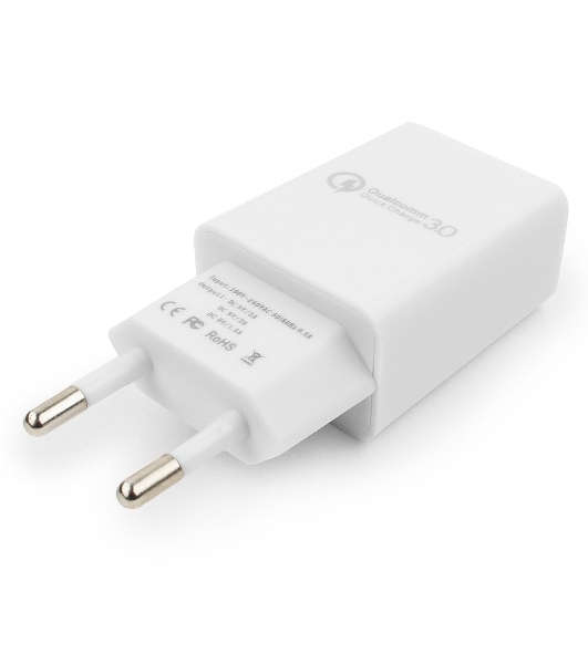 Сетевое зарядное устройство Cablexpert MP3A-PC-16, QC 3.0, 100/220V - 1 USB порт 5/9/12V, белый