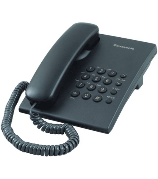 Телефон проводной Panasonic KX-TS2350RUB черный повтор номера, регул-ка громкости, кр.на стену