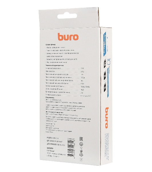 Сетевой фильтр Buro 800SH-5-W 5 м, 8 розеток, белый, коробка