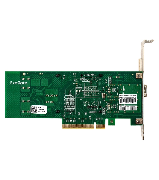 Сетевой адаптер ExeGate EXE-X520-DA1 (PCI-E x8 v3.0, порты 1xSFP+ 10Gb/s (10/5/2.5/1Gb/s, 100Mb/s), Server NIC Intel Chipset JL82599EN)