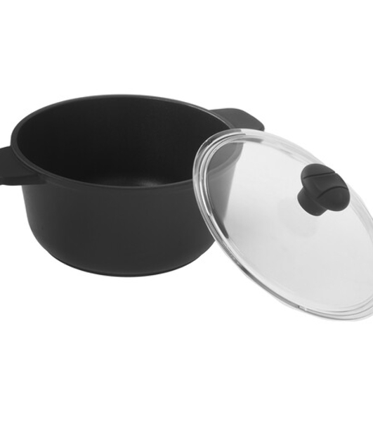 Кастрюля Maunfeld Osvald MF22SVLD03CR универсальная из литого алюминия со стеклянной крышкой, 3 л