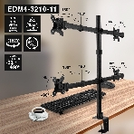 Кронштейн для четырех мониторов 13'-32' настольный ExeGate EDM4-3210-11 (VESA 75x75, 100x100, макс.нагрузка 4х10 кг, наклон -90°/+90°, поворот -90°/+90°, вращение 360°, 2 способа крепления: сквозное и струбцина, цвет черный), фото10
