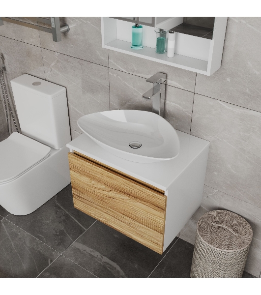 Комплект для ванной, 3 предмета (Тумба Bau Dream Blackwood 60, раковина BAU Triangle 59х39, смеситель для раковины высокий Hotel Still, нержавеющая сталь)