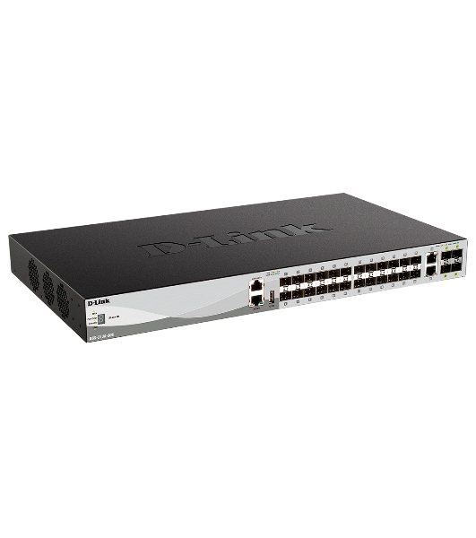Коммутатор D-Link DGS-3130-30S/B1A, 24×1 Гбит/с SFP + 4×10 Гбит/с SFP+ + 2×10 Гбит/с Combo, управляемый
