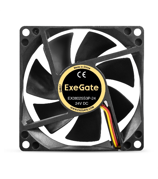 Вентилятор для корпуса ExeGate EX08025S3P-24 черный, 80 мм, 2850 об/мин, 28 дБ, 3 pin