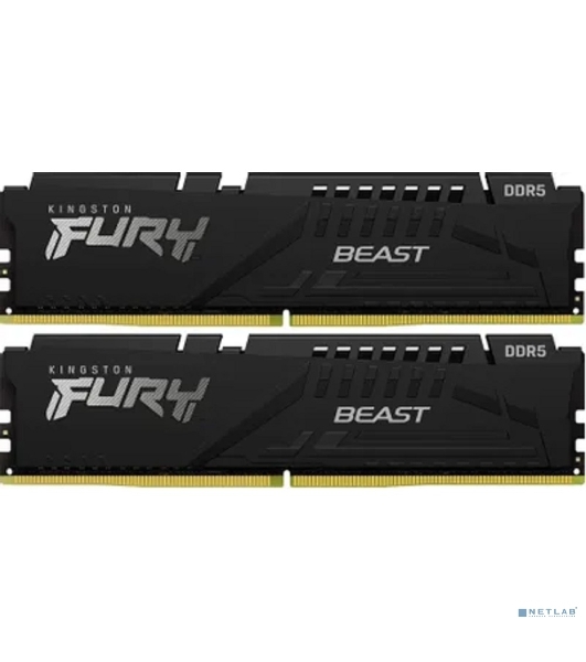 Оперативная память Kingston Fury Beast, DDR5, 32Gb (2x16Gb), 6000MHz, CL36, DIMM, с радиатором, черный
