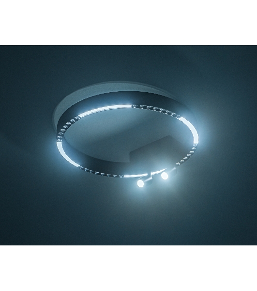 Потолочный светодиодный светильник Ambrella light FL5806/1+2 BK черный 25W 3000K/4200K/6400K D400*95 (без ПДУ)