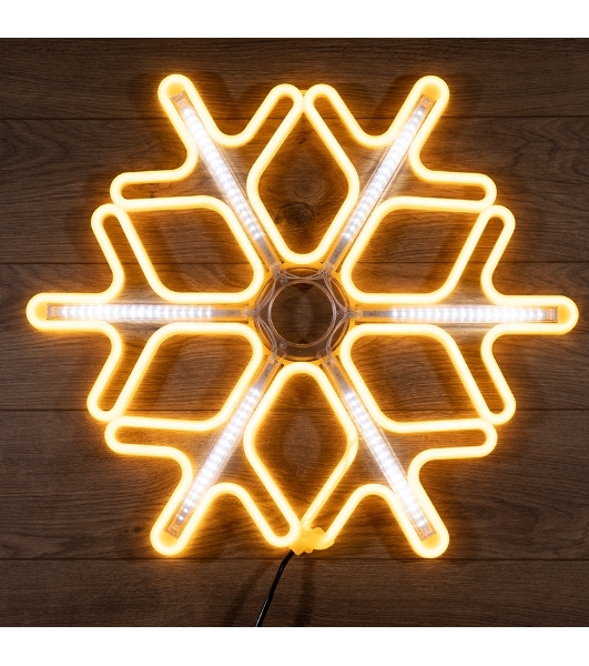 Фигура Neon-night 'Снежинка' из гибкого неона с эффектом тающих сосулек, 60х60 см, цвет свечения теплый белый/белый