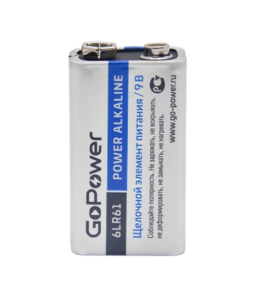 Батарейка GoPower Крона 6LR61 BL1 Alkaline 9V (1/10/240)