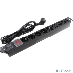 Блок розеток горизонтальный ExeGate ServerPro PDU-19H009 Al-5C135S-EU2.5-SW, 19', 1U, Алюминий, 5 IEC 320 C13, 5 Schuko, кабель с евровилкой VDE-250V-16A-3*1.5мм2, 2.5 метра, выкл. с подсветкой, черный, фото2
