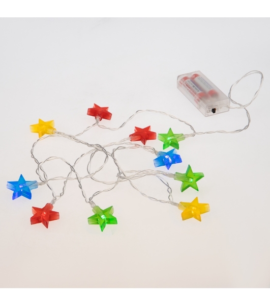 Гирлянда светодиодная Neon-night 'Звездочки' 1.5 м, 10 LED, прозрачный ПВХ, цвет свечения мультиколор, 2 х АА (батарейки не в комплекте)