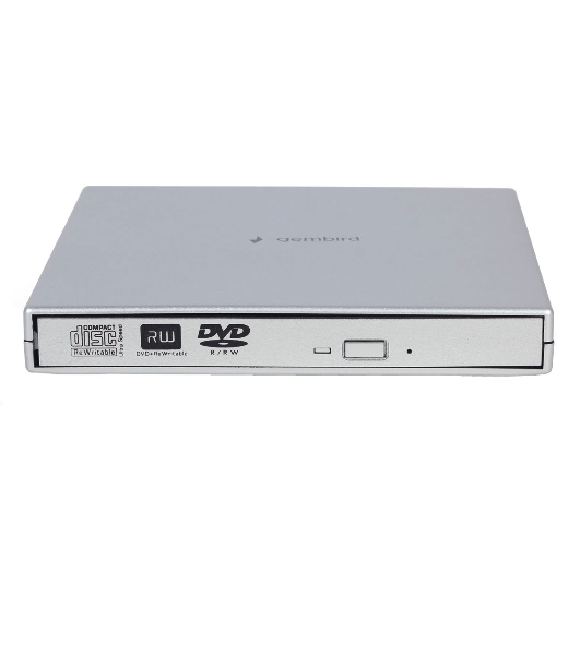 Оптический привод внешний с интерфейсом USB 2.0 Gembird DVD-USB-02-SV пластик, серебро