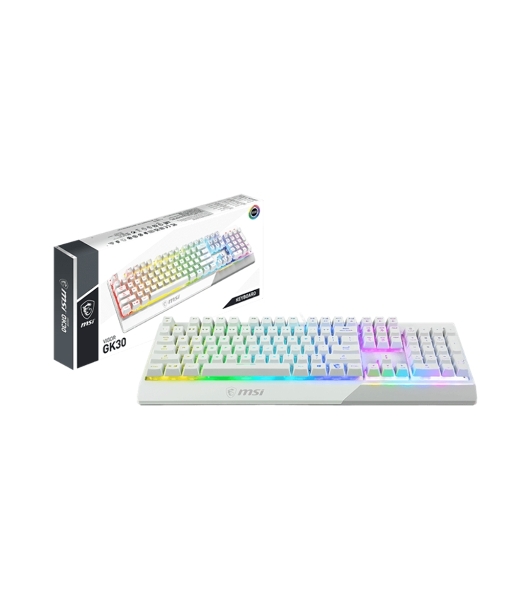 Клавиатура проводная MSI Vigor GK30 белый USB Multimedia for gamer LED (подставка для запястий)