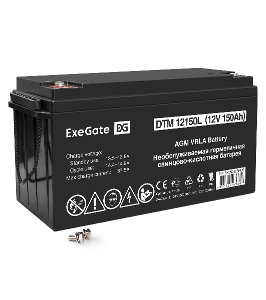 Аккумуляторная батарея ExeGate DTM 12150L (12V 150Ah, болт М8)