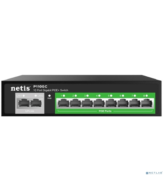Коммутатор 10PORT Netis P110GC 10/100/1000M 8POE+2XGE