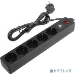 Сетевой фильтрSmartbuy SBSP-18U-K с USB, 10А, 2 200 Вт, 5 розеток, длина 1,8 м, черный (SBSP-18U-K)/45, фото 1