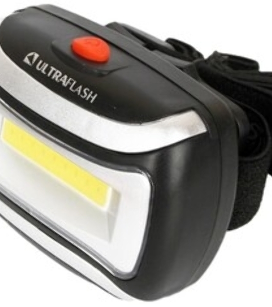 Фонарь налобный LED 5380 (3Вт COB LED 3 режима черн. пласт. пакет) Ultraflash 12870