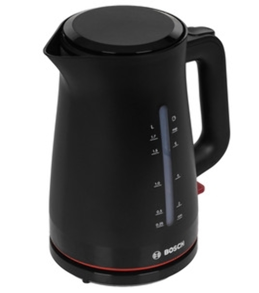 Электрочайник Bosch TWK3M123 черный, 1.7 л, 2400 Вт, скрытый нагревательный элемент