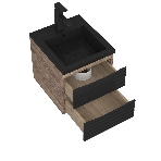 Тумба под раковину Bau Stil Loft black brushed, раковина кварцевая BAU Stil 40, черный металлик, смеситель Hotel Black, черный, фото6