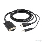 Кабель HDMI->VGA Cablexpert A-HDMI-VGA-03-10, 19M/15M + 3.5Jack, медь, позол.разъемы, 3м, черный, пакет, фото5
