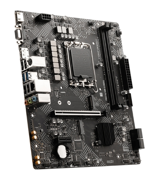 Материнская плата MSI PRO H610M-G, LGA 1700, Intel H610, 2xDDR5, 4xSATA, 1xM.2, 1xPCIe 4.0 x16, 1xPCIe 3.0 x1, 1xHDMI, 1xDP, 1xVGA, 1xRJ45 1Gb, 2xUSB-A 3.2 Gen 1, 4xUSB-A 2.0, 3x3.5мм, 7.1, mATX