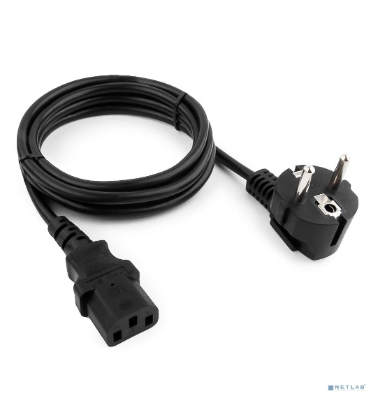 Кабель питания Cablexpert PC-186-1.5-1.5M, Schuko-C13, 3x1.5мм2, 10A, с заземлением, медь, 1.5м, черный, пакет