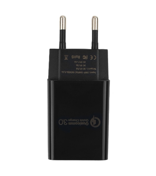 Сетевое зарядное устройство Cablexpert MP3A-PC-17, QC 3.0, 100/220V - 1 USB порт 5/9/12V, черный