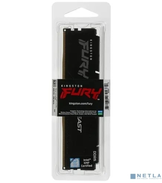 Оперативная память Kingston Fury Beast, DDR5, 16GB (1x16 GB), 5200 MHz, CL40, DIMM, с радиатором, черный