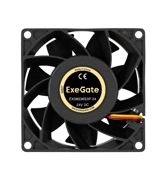 Вентилятор для корпуса ExeGate EX08038S3P-24 черный, 80 мм, 4500 об/мин, 43.2 дБ, 3 pin
