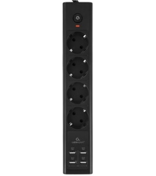 Сетевой фильтр Cablexpert Exnovo EXN-4-U4-W-2, 4 р, 16А, 4хUSB, 3.4A, 2 м, ур.защиты 4+, белый, коробка