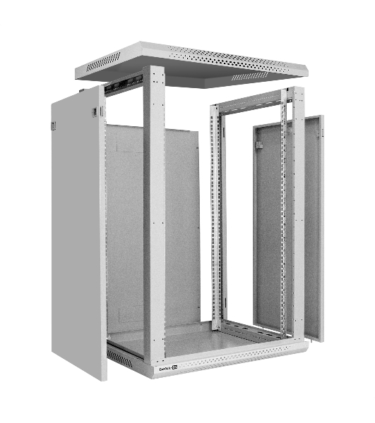 Шкаф телекоммуникационный 19' настенный 18U ExeGate EC-WM-18U.600.G.GREY (19”, 18U, 600x600x901mm (ШхГхВ), передняя дверь закаленное стекло, съемные боковые панели, пыле- и влагозащита IP23, светло-серый RAL 7035)