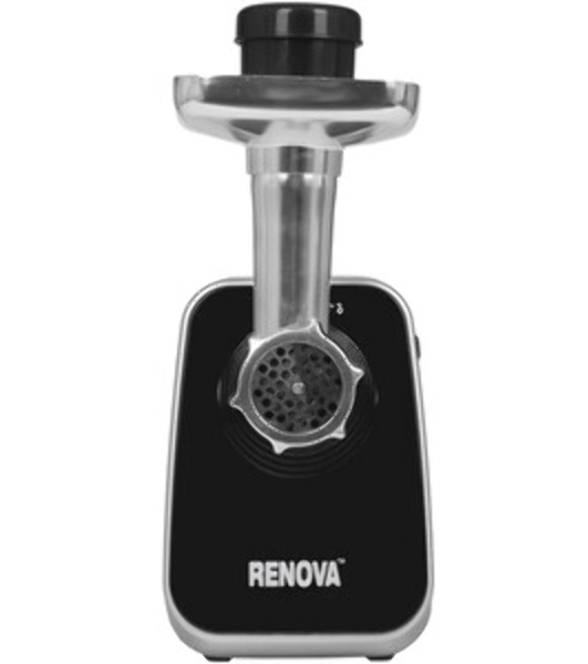 Мясорубка электрическая Renova MG260-R1BP черный, 2600 Вт, 2.5 кг/мин, реверс, защита от перегрузки, металлический лоток, насадки - 7