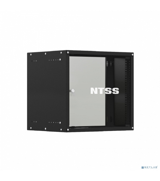 Шкаф коммутационный NTSS Lime (NTSS-WL9U5545GS-BL) настенный 9U 550x450 мм пер. дв. стекл несъемн. бок. пан. 30 кг черный 370 мм 12 кг 110 град. 500 мм IP20 сталь