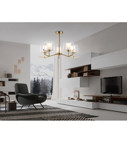 Светильник Ambrella light LH57007/5 BS/FR латунь/белый матовый E14/5 max 40W D690*390