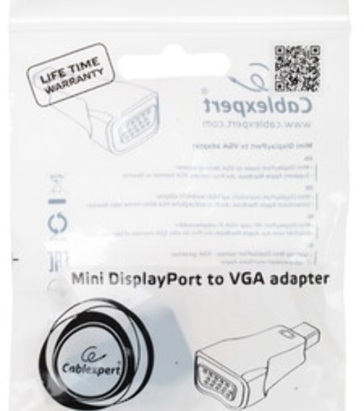 Переходник miniDisplayPort - VGA, Cablexpert A-mDPM-VGAF-01, 20M/15F, черный, пакет