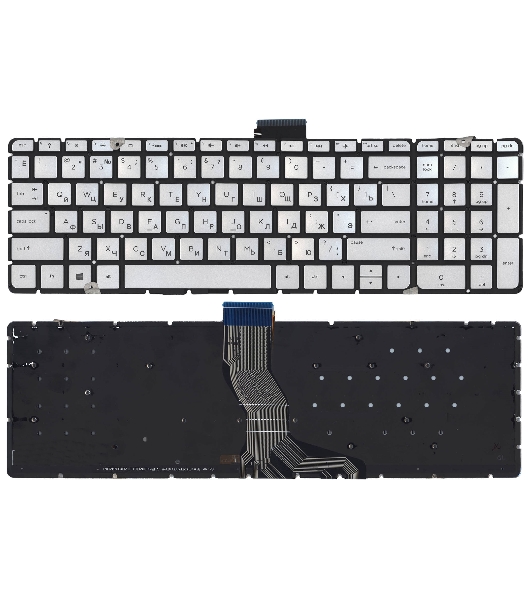 Клавиатура для ноутбука HP Pavilion 15-ab 15-ab000 15z-ab100 серебристая с подсветкой
