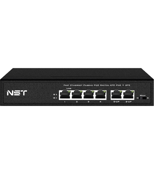 Passive PoE коммутатор Fast Ethernet на 6 портов. Порты: 4 х FE (10/100 Base-T, 52V 4,5(+) 7,8(–)) совместимы с PoE (IEEE 802.3af/at), 2 x FE (10/100 Base-T) Uplink. Совместим со стандартами PoE IEEE 802.3af/at. Мощность PoE на порт - до 30W. Поддержка режима CCTV: Увеличение расстояния передачи данных и питания до 250м. Встроенная грозозащита 3кВ. Питание: AC100-240V (80W) Встроенный БП. Размеры (ШхВхГ): 168x32x93мм. Рабочая температура: 0...+50 гр. С
