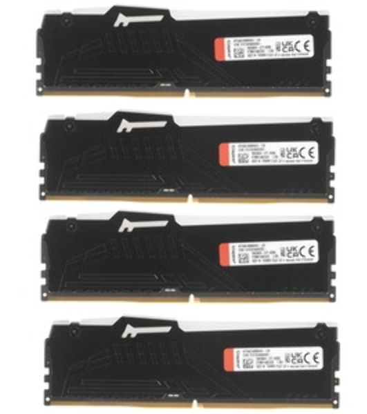 Оперативная память Kingston Fury Beast, DDR5, 128Gb (4x32Gb), 5600MHz, CL40, DIMM, радиатор, RGB, черный