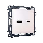 Комплект механизма розетки ALFA Жемчуг 2USB A+C 20W (быстрая зарядка) QUANT (AP2110, VM177) MA211010, фото7