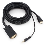 Кабель HDMI->VGA Cablexpert A-HDMI-VGA-03-5M, 19M/15M + 3.5Jack, медь, позол.разъемы, 5м, черный, пакет, фото6