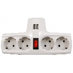 Разветвитель ZIS Pilot T USB, 4 розетки (евро с заземлением), 2*USB, фото2