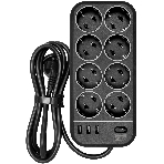 Сетевой фильтр Powercom SP-08 USB03AB 3,0 m 3.0м, 8 розеток, черный, коробка, фото8