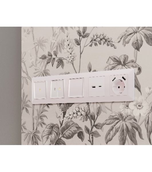 Комплект механизма розетки ALFA Жемчуг 2USB A+C 20W (быстрая зарядка) QUANT (AP2110, VM177) MA211010