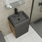Тумба Bau Dream Blackwood 50 графит, раковина BAU Cerama 48х37 темно-серая матовая, смеситель Hotel Black, черный, выпуск клик клак черный, фото6