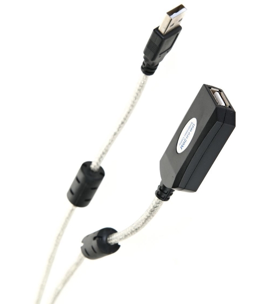 Кабель-адаптер Aopen/Qust USB2.0-repeater, удлинительный активный Am-->Af 20м (ACU823-20M) 6938510851345