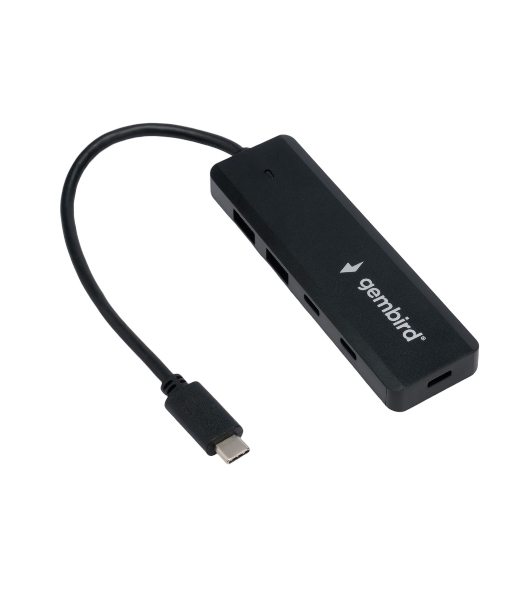 Разветвитель USB3.1 Gembird UHB-C425, 2xUSB, 2xType-C, с доп.питанием (порт Type-C), кабель Type-C 19см