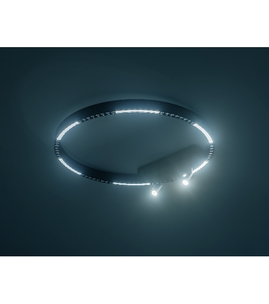 Потолочный светодиодный светильник Ambrella light FL5808/1+2 BK черный 40W 3000K/4200K/6400K D600*95 (без ПДУ)